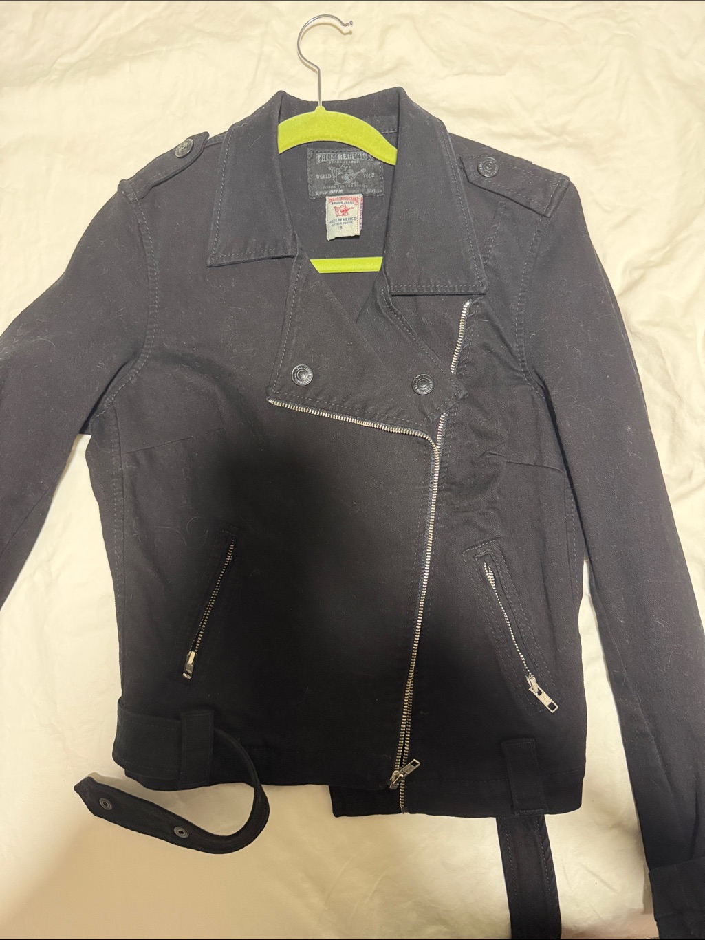 True Religion Black Asymmetrical Moto Jacket
